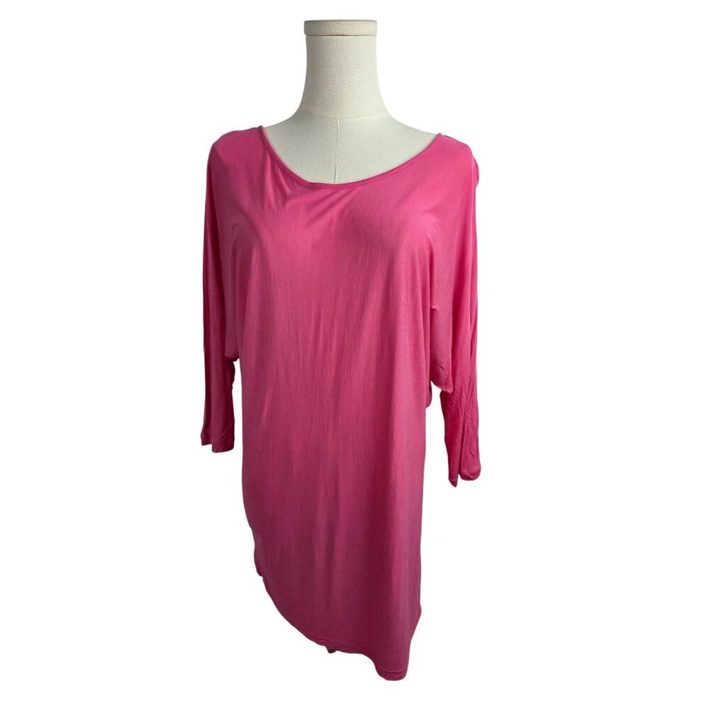 Vince Top Medium Rose Pink Dolman Sleeve Lightweight Knit Tiny‎ Flaw Scoop Neck